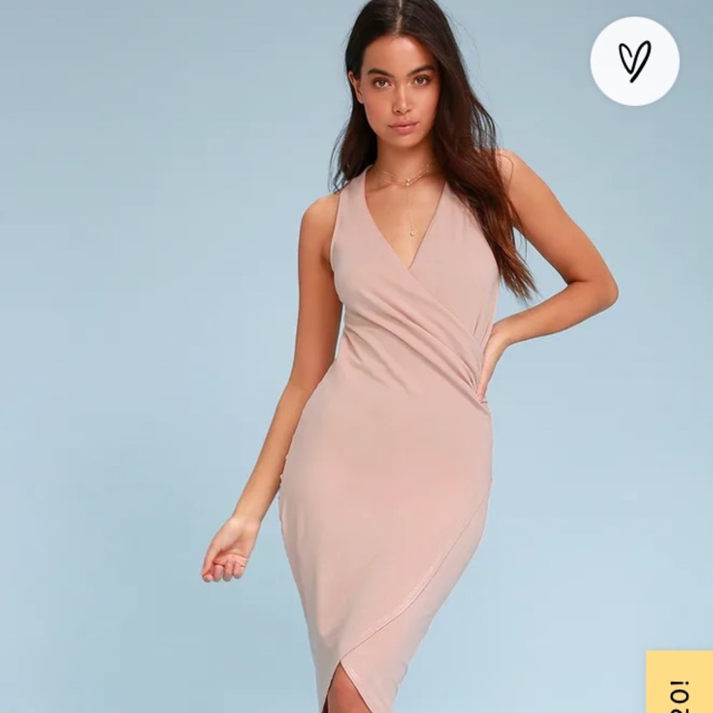 Lulus blush pink body con wrap dress. NWT -XS
